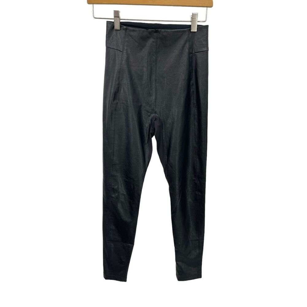 Honeylove Just Like Leather Leggings Faux Jet Black Zip Ankle Size XS